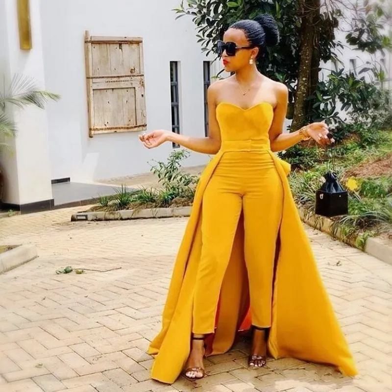African Jumpsuits Formal Party Dresses With Detachable Skirt
