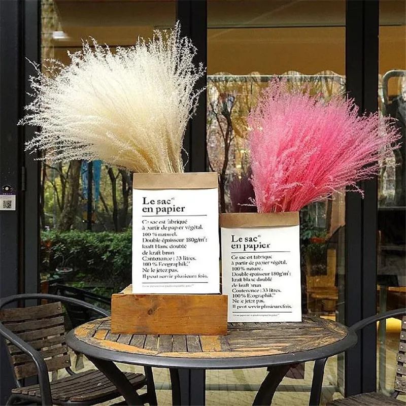 Spedizione gratuita bianco colore rosa naturale essiccato pampas erba matrimonio mazzo di fiori decorazione della casa di Pasqua bouquet di fiori eterni