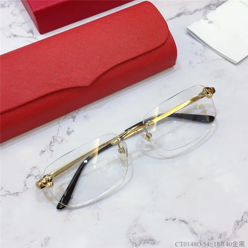 مصمم النظارات إطارات رجل إمرأة ليوبورد شكل بدون إطار بصري أعلى جودة quared العلامة التجارية مصمم النظارات الطبية 0148
