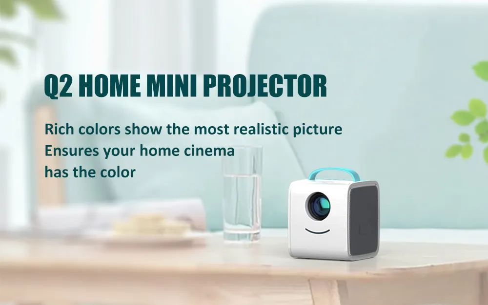 Mini Beamer Q2-AD – Tragbar, Mit Bluetooth, Für Unterwegs