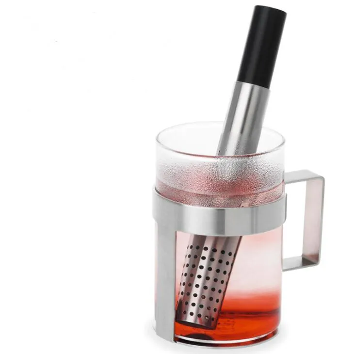 100st Tea Silder Stick rostfritt stål Pipe Design Mesh Tea Filter Portable Tea Infuser Teaware LX2471