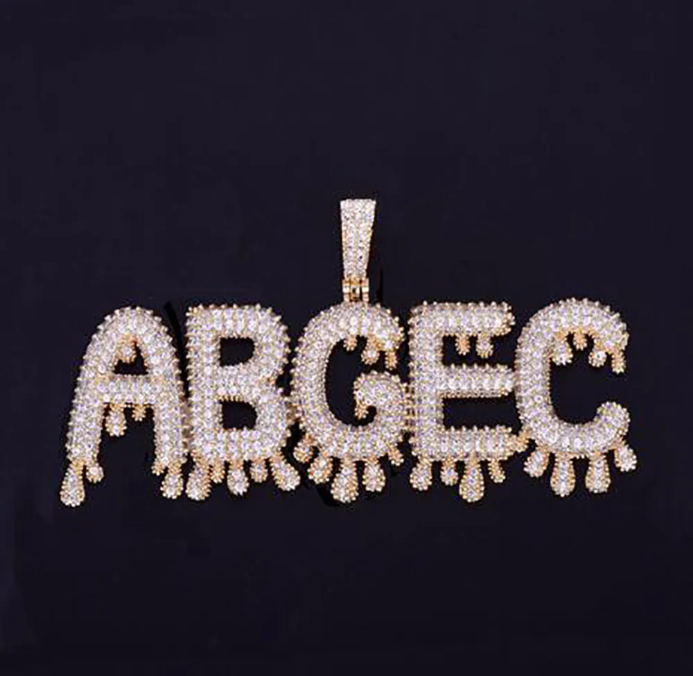 Hiphop aangepaste micro drip aangepaste letters hanger ketting combinatie letters naam hanger 24inch tennis kettingen zirconia sieraden