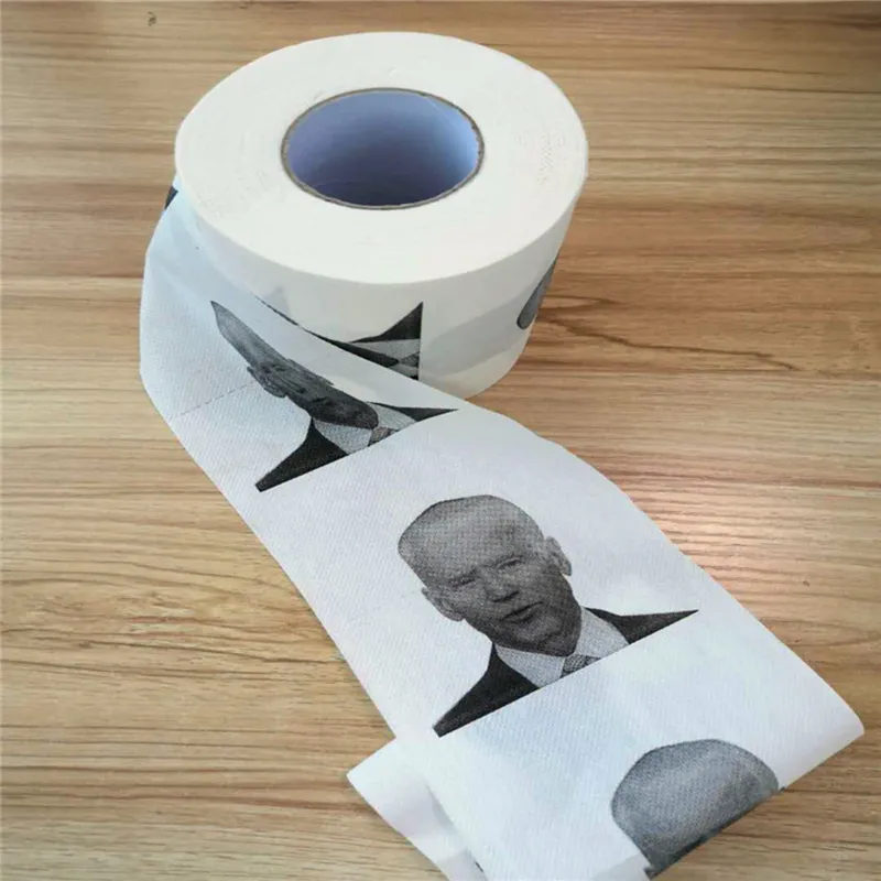 Nouveauté Joe Biden Papier Toilette Serviettes Rouleau Drôle Humour Gag Cadeaux Cuisine Salle De Bains Pâte De Bois Tissu Imprimé Toilettes Papiers Serviette DBC BH3890