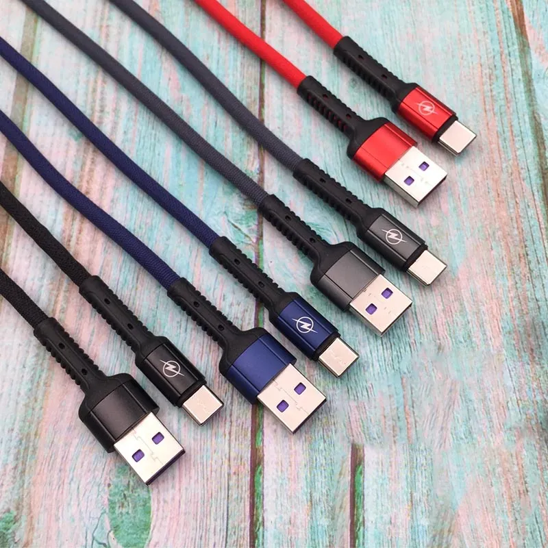 2.4a Зарядка данных Алимин Оболочка нейлоновая оплетка Тип-С Микро USB кабельный кабельный шнур для Android Samsung Huawei зарядное устройство синхронизации кабелей 1M