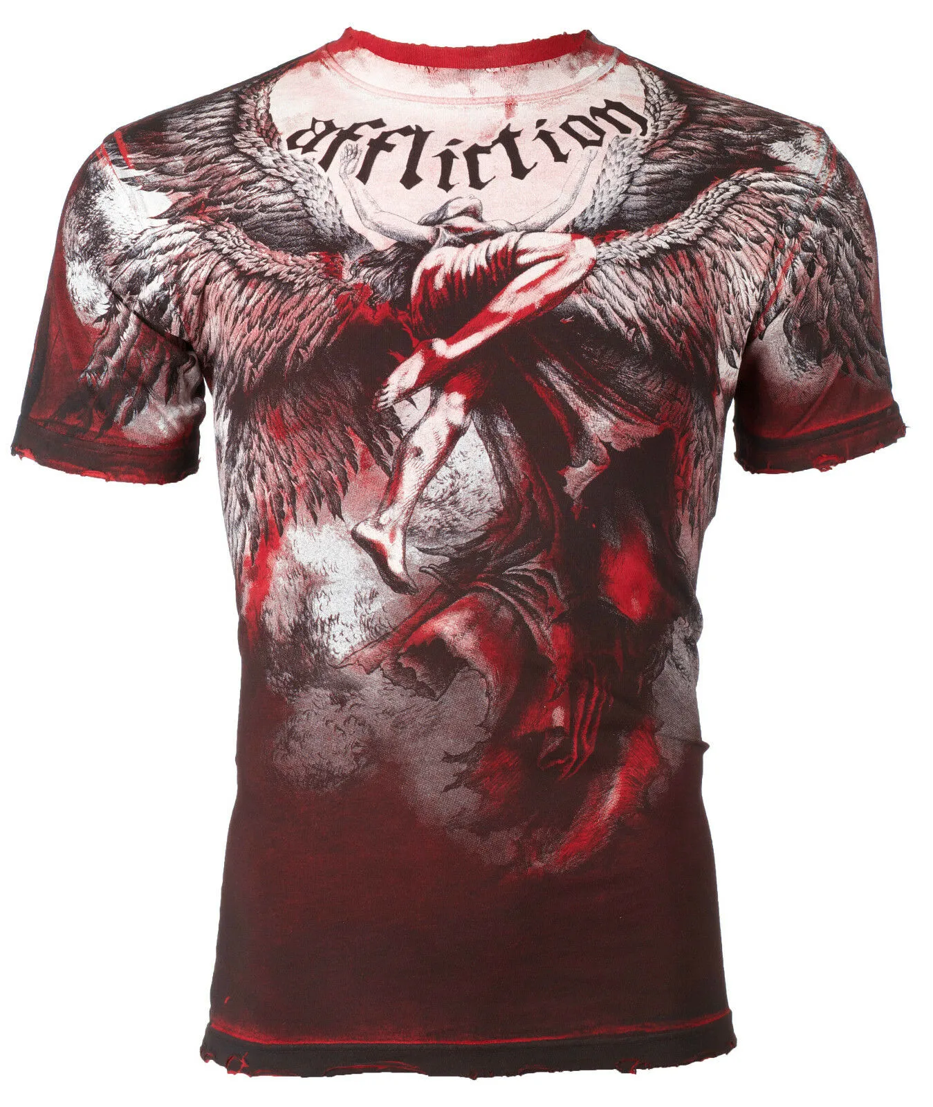 Heren T -shirt Affliction Mens SS T -shirt opwaartse Angel Wings Red Stain Biker VTG Gym Tops S3XL3405309