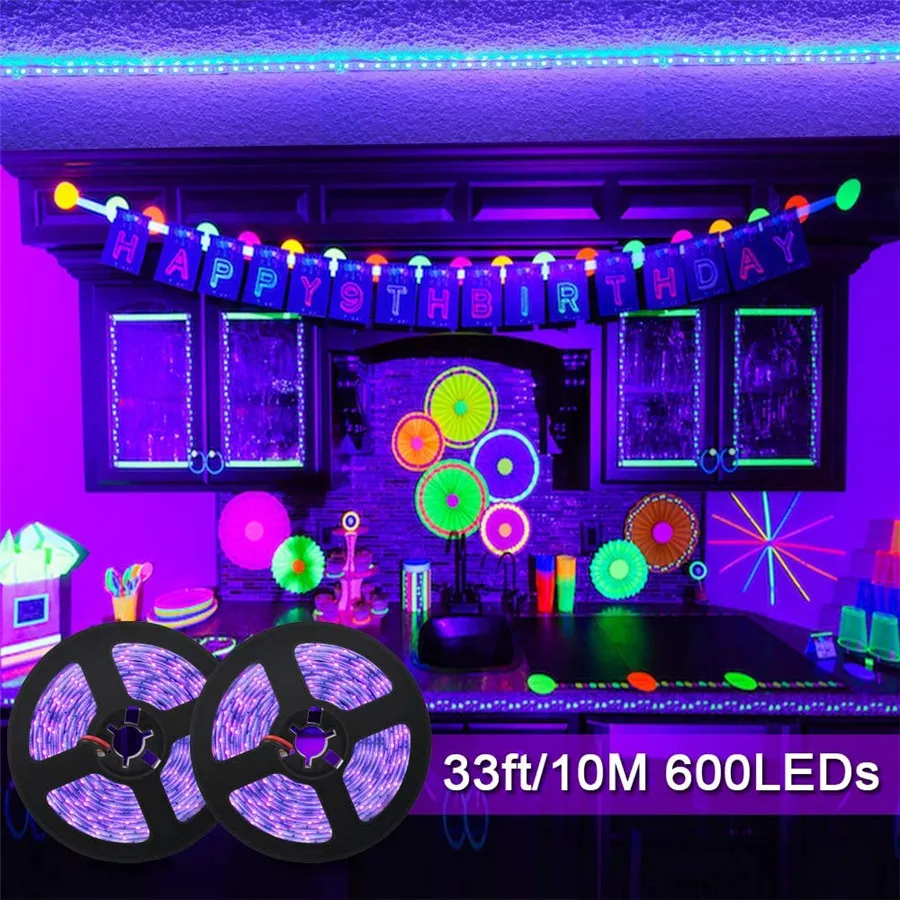 UV Light Strip 12V UV Strip Lights 1 Meter 60 LEDs, 395nm-400nm for Party, Collection, Stage, Night Fishing