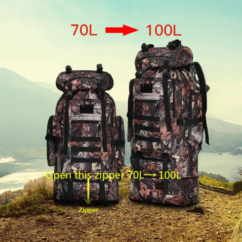 Outdoor-Taschen 100L Taktische Rucksack Armee Tasche Wandern Männer Rucksack Camping Klettern Trekking Berg Sport XA106Y