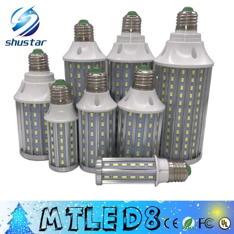 E27 E14 B22 High Power PCB Aluminum 5730 SMD LED Corn Bulb 85V-265V 10W 15W 20W 25W 30W 40W 60W 80W No Flicker LED Lamps