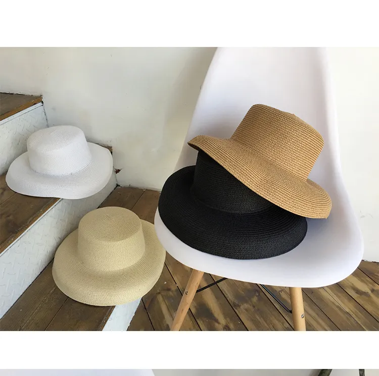 Audrey Hepburn Stil Vintage Strohhut Mit Breiter Krempe Für Damen_voghion.com