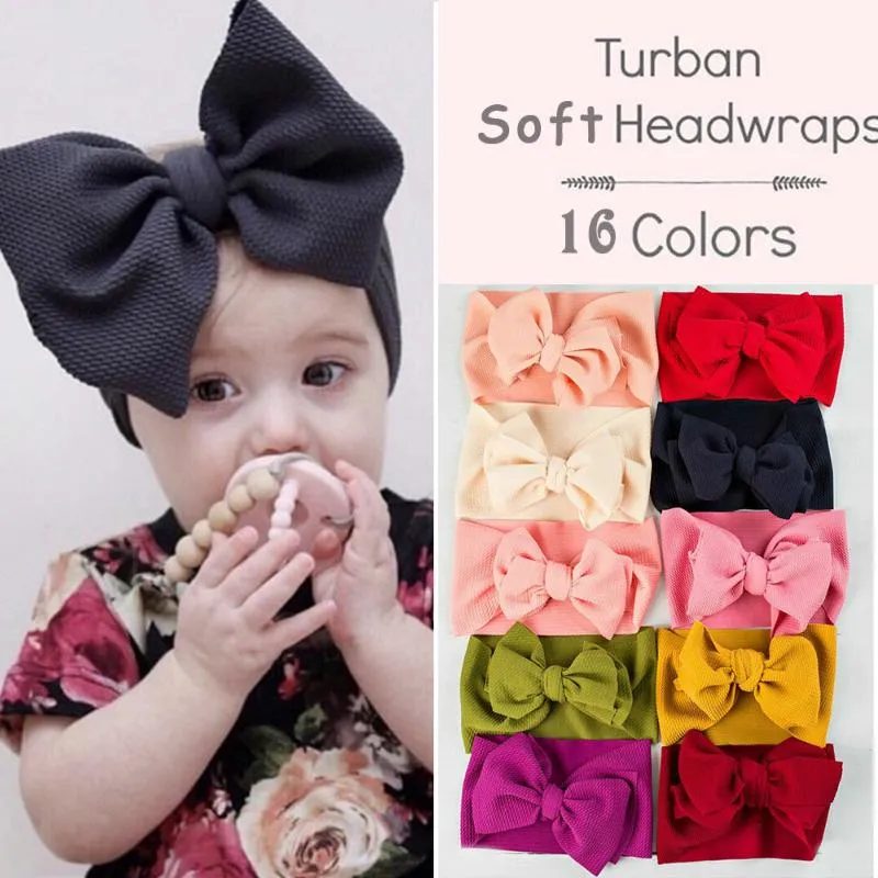 Kinderen Top Knoop Boog Hoofdbanden Verstelbare Wide Big Bow Soft Turban Hoofd Wraps Mooie Baby Meisjes Haarbanden Haaraccessoires