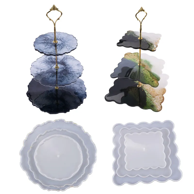 Moule en silicone de plateau de sous-verre rond de 14 cm, art de la résine,  fournitures d'artisanat, artisanat en résine, moule en silicone, assiette  de service, moule de plateau de service 