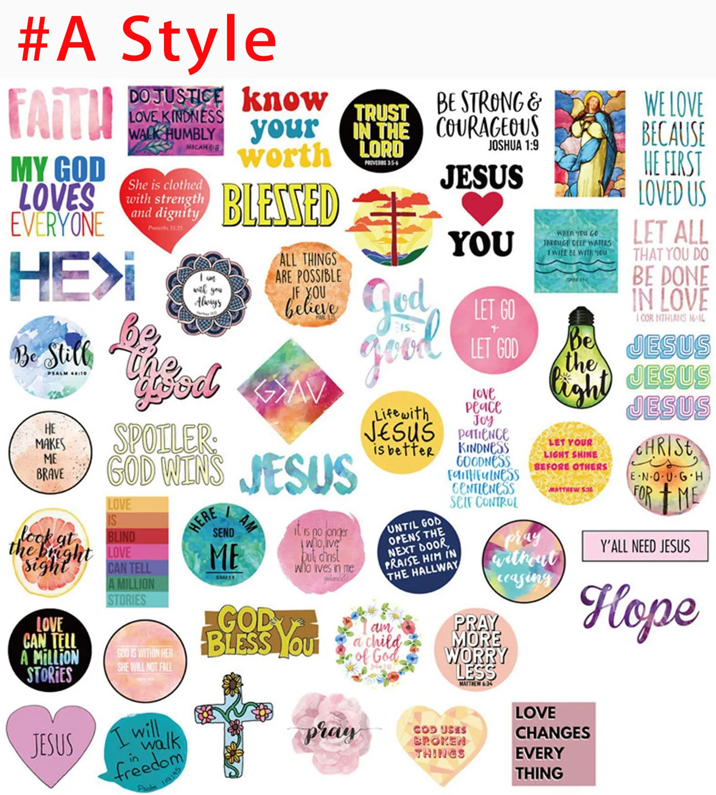 50PCS Bible Stickers Jesus Stickers,Christian Jesus Scripture