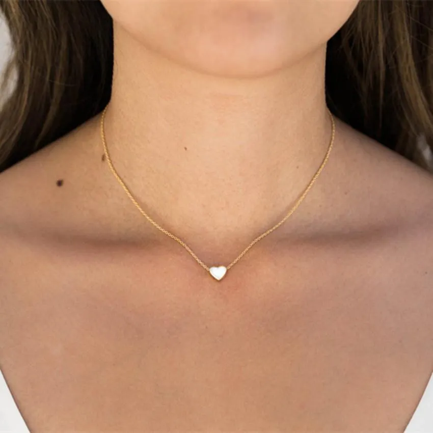 Kadınlar Düğün Takı nedime Hediyeler için gerdanlık kolye Paslanmaz Çelik Rose Gold Gümüş Clavicle Zincir Dainty Kalp kolye Kolye