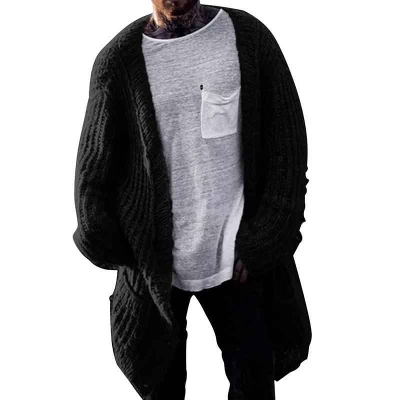 Mens long black cardigan hotsell
