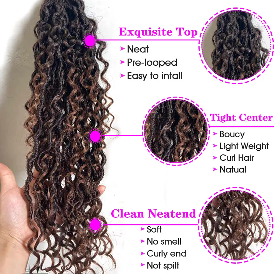 product 18inch pre looped Goddess Locs hair extensions Curly Crochet Braid Bohemian Soft Hair Extensions for Afro Women Extensions for Black Women 1cps