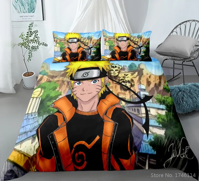 Anime Naruto & Sasuke 3d Impresso Roupa de cama Conjunto de