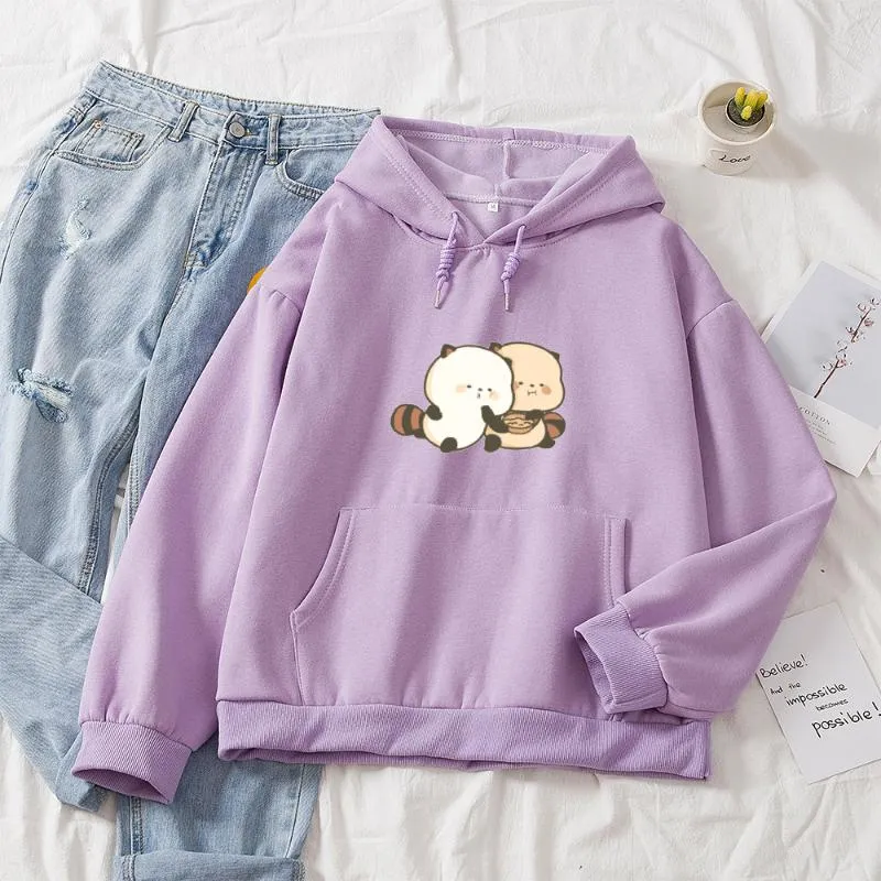 Cute Animal Raccoon Printed Cartoon Hoodie For Women Fashionable Harajuk Pullover Sweatshirt With Korean Cartoon Streetwear Design From Xuanwuu 31.12 DHgate.Com