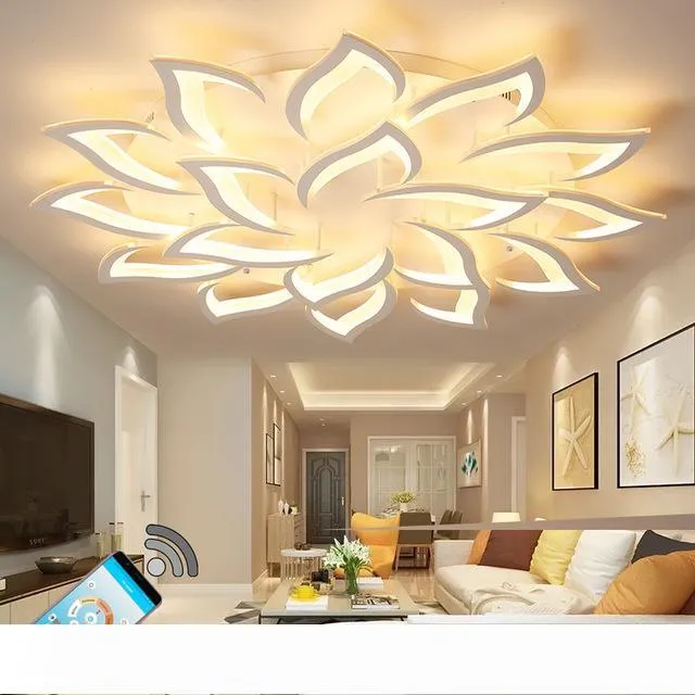 Lustres modernes en acrylique blanc pour salon chambre LED Lustres grands luminaires de lustre de plafond