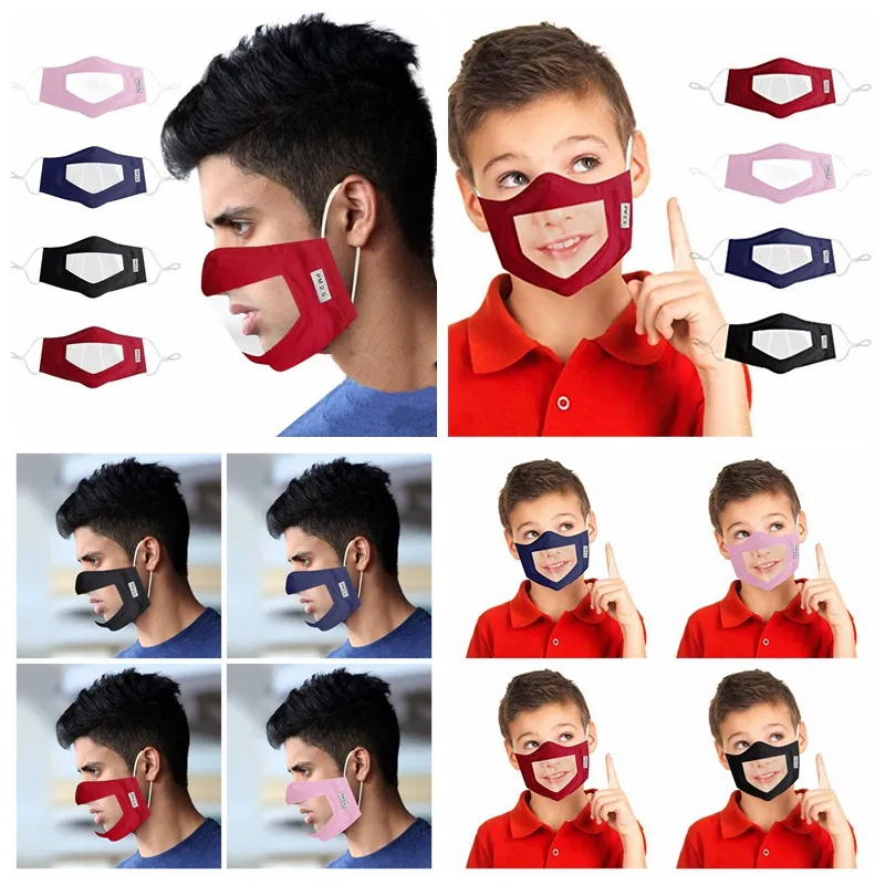Surdo-mudo Transparent Face Mask lavável reutilizáveis ​​Máscaras Anti Poeira Antifog Earloop Limpar RRA3313 Designer Máscaras 8styles