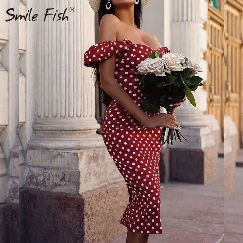 Red polka dot off shoulder dress new arrivals