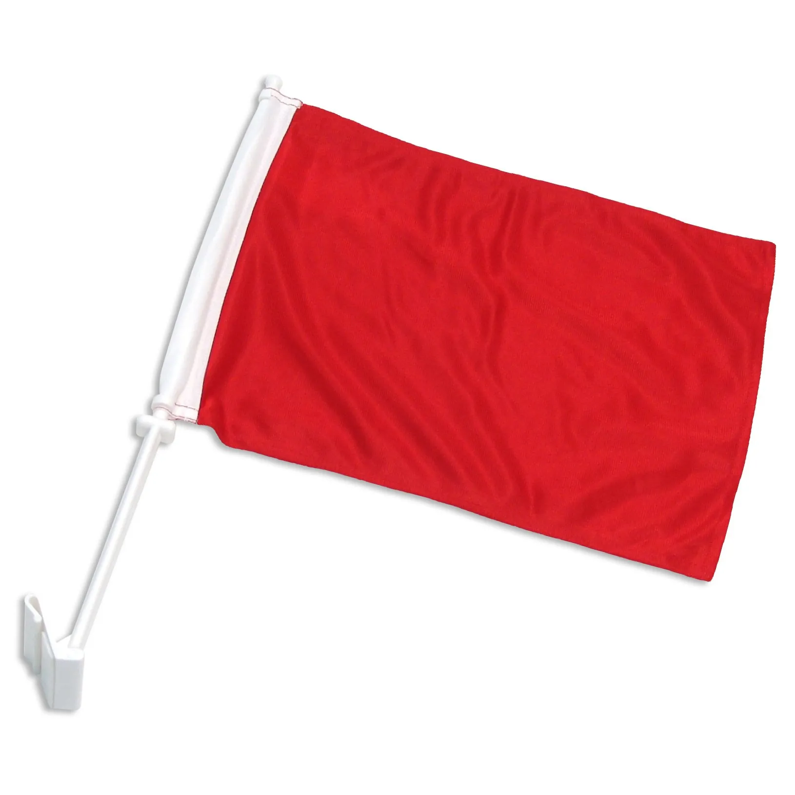 Drapeau de fenêtre de voiture rouge, taille de 30X45cm avec poteaux en plastique de 43cm, polyester 100D avec 80% de saignement, une couche, livraison gratuite