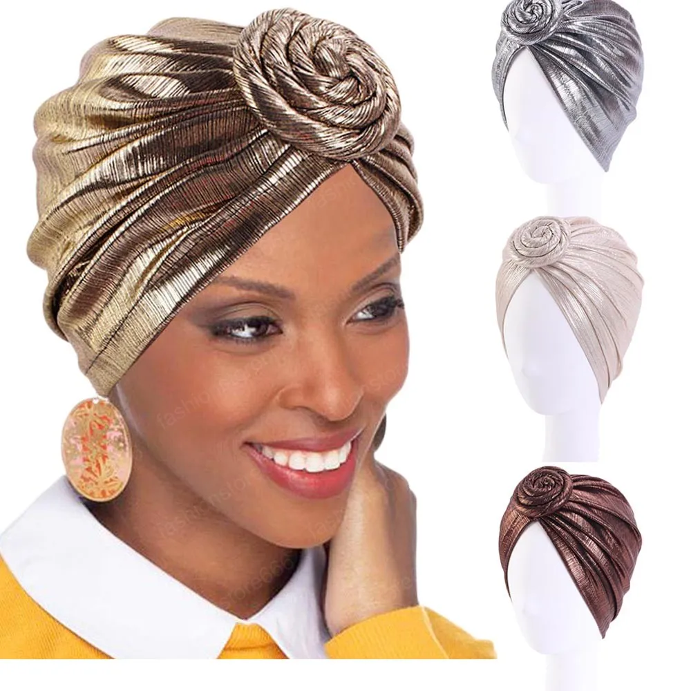 Luxury Stretchable Glitter Flower Chemo Beanie - Soft Turban For Hair Loss, Sleep, Or Fashion - View #9