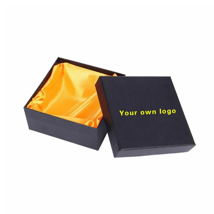 Custom printing gift box souvenir packaging box cardboard lid and base box for apparel clothings Black