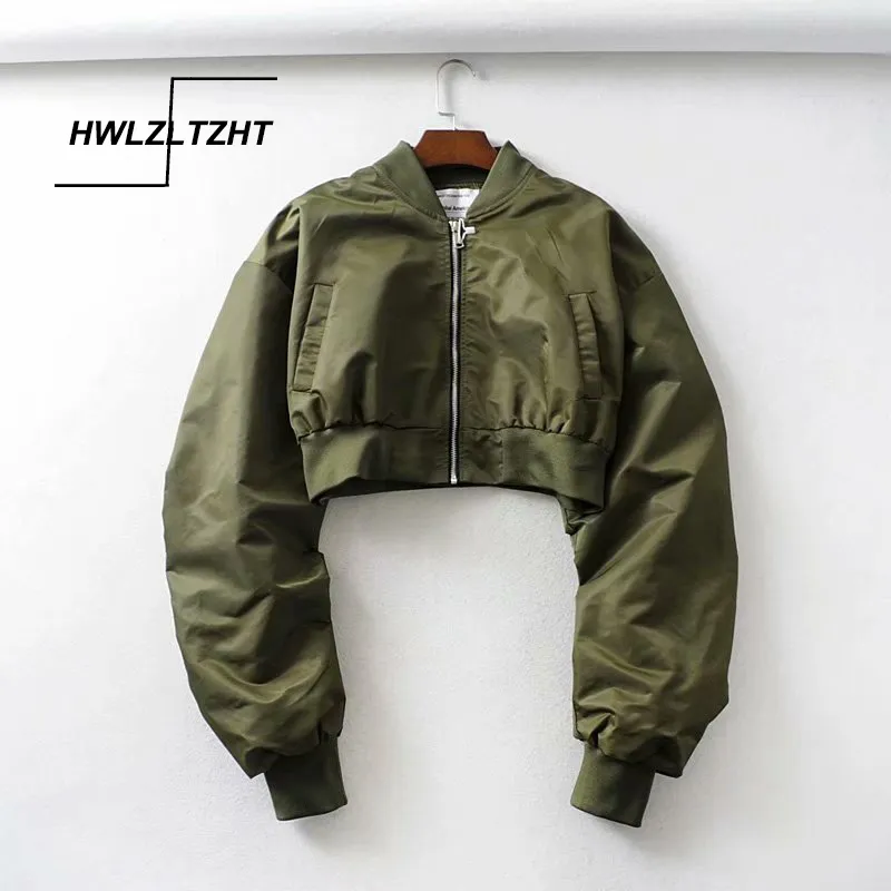 HWLZLTZHT 2020 Autunno Breve Delle Donne di Baseball Giubbotti Cappotti Allentati Delle Donne Della Chiusura Lampo Casual Giacca di Base Bomber Cappotto Femminile Outwear Magliette E Camicette CX200725