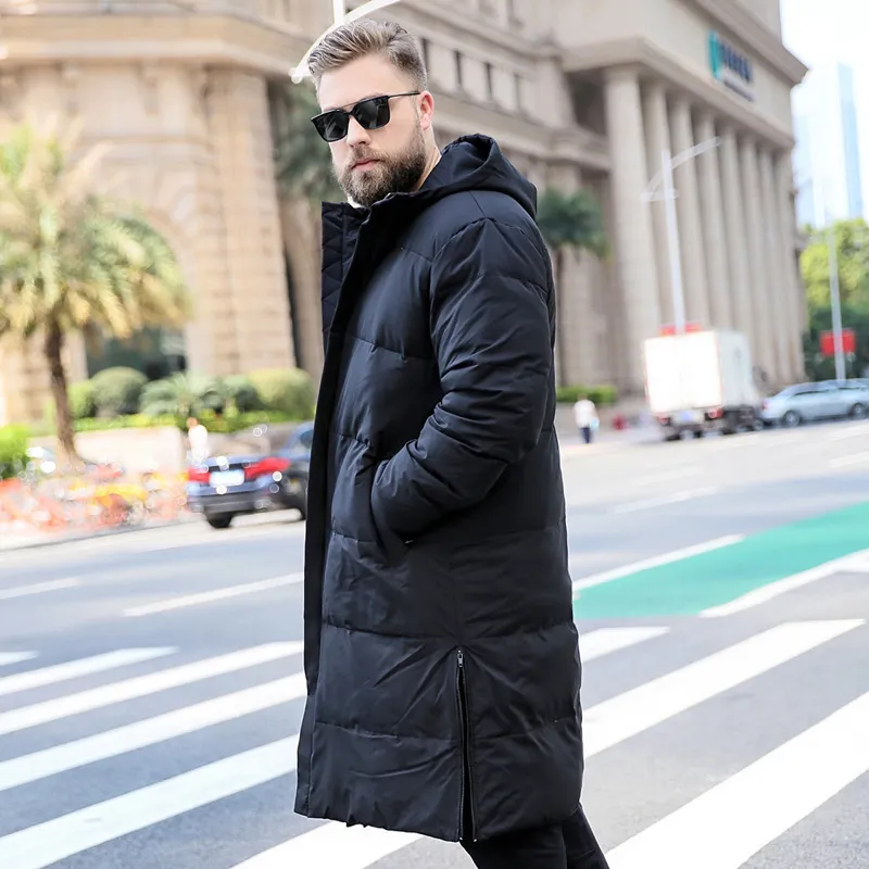 Down Jacket Men Korean Plus Size Winter Coat Men Long White Duck