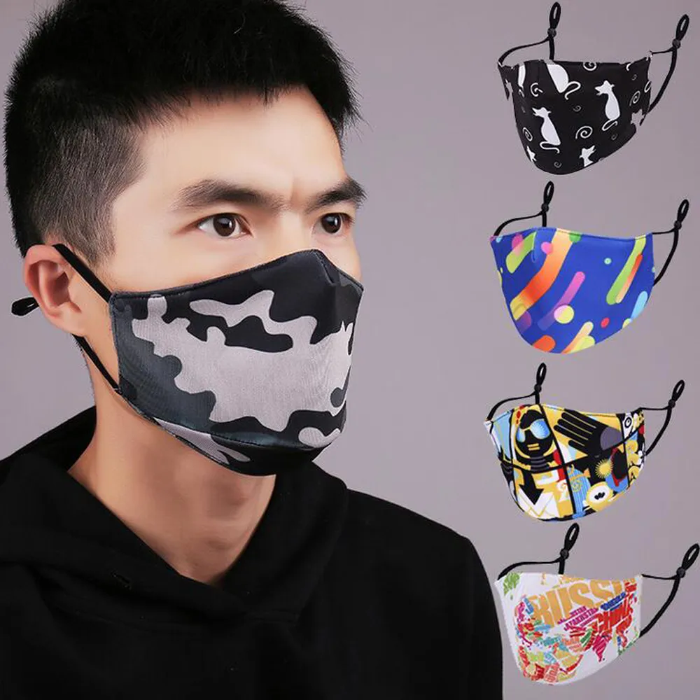 Maschera la stampa digitale Maschera la moda in cotone Maschera la moda Lavabile Dispositivo di maschera antipolvere traspirante filtro inseribile Anti-smog Mask i all'ingrosso