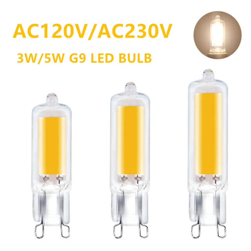 مصغرة G9 5W أدى ضوء AC 110V AC220V مبة COB ادى الضوء على كريستال الثريا استبدال 30W 40W 50W الهالوجين مصباح 360 درجة الإضاءة