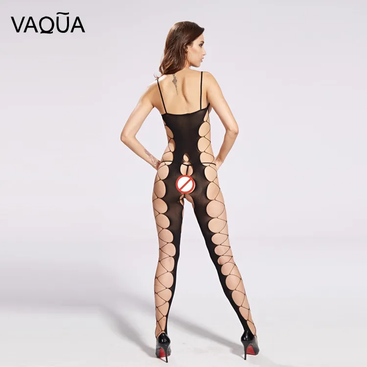 Frauen Sexy Fishnet Große Löcher Offener Schritt Body Stocking Ausgehöhlte Spaghetti-trägern Rückenfreie Einteilige Teddies Dessous Exotische Ap189f