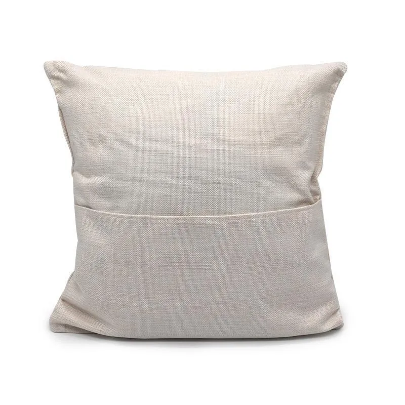 40 * 40cm Blank linne kuddehölje för värmeöverföring Tryck fast färg soffa kasta kudde blank sublimering kudde