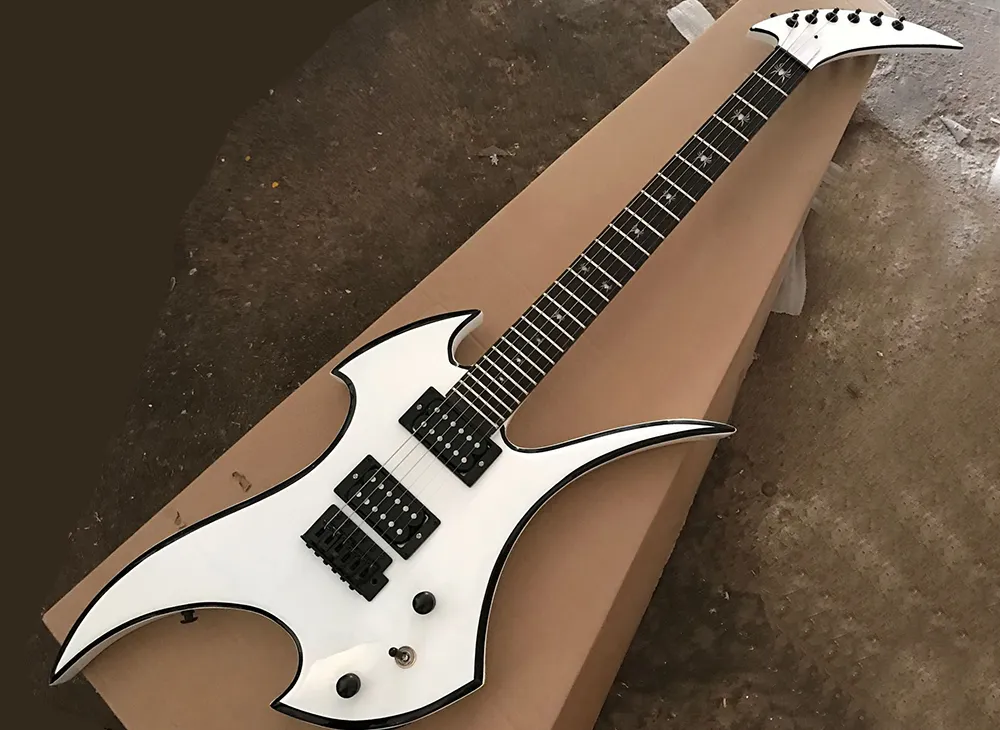 DHgate.com:White Electric Guitar with Unconventional Contour