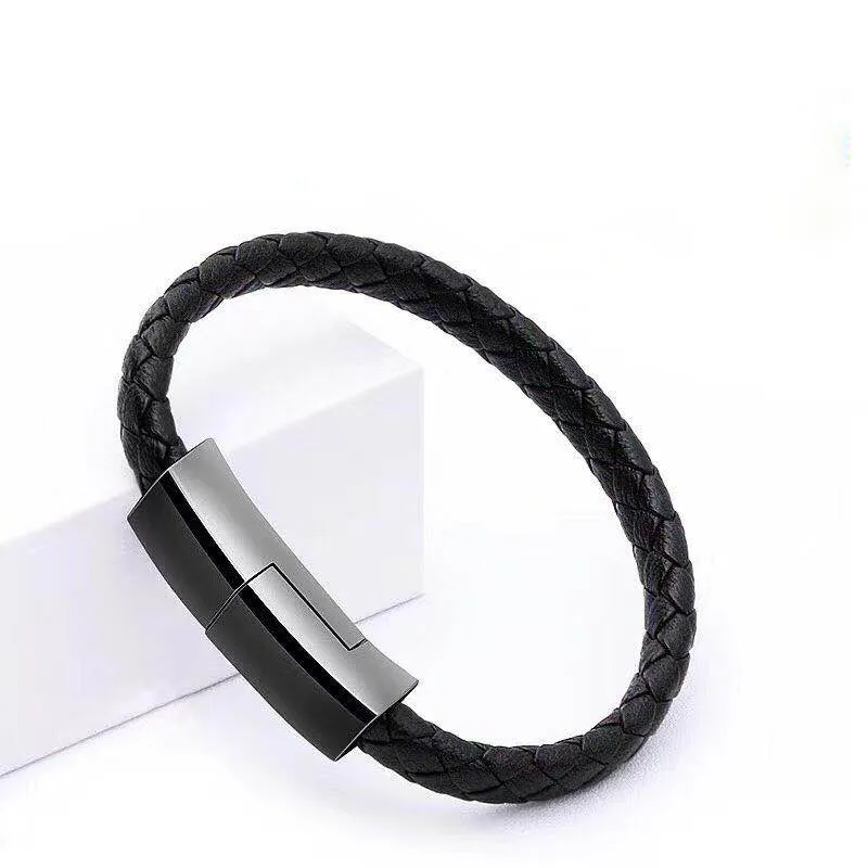 Bracelet Câbles USB Type C / Câble micro USB en cuir Adaptateur de chargeur de synchronisation de données tissé pour téléphones Android Samsuang S20 / S10 / S9 / S8 / Note 10