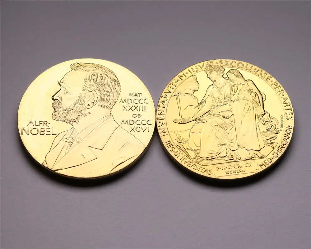 Medalhas comemorativas de Gold Gold Medalhas Nobel 24K Presente de Colegamento Estrangeiro lot Inventas Vitam iuvat Excoluisse por AR4302451