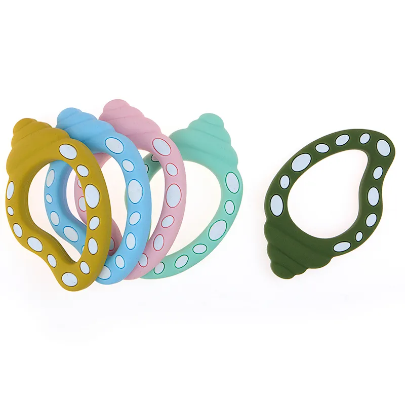 Silicone Teether Cute Sea Snail Teether Baby Teething Toy FDA Approval DIY Pacifier Chain Necklaces Pendant Accessories