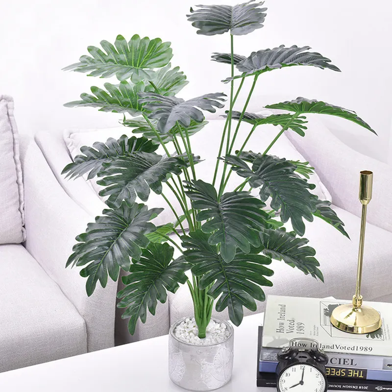 75cm 24Heads Tropical Monstera Plants Large Artificial Tree Palm Tree Plastic Green Leaves Fake Turtle Leaf For Home Party Decor