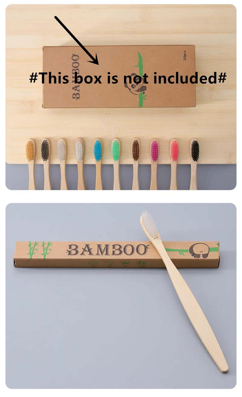 10 cores de carvão de bambu escova de bambu escova macia de nylon capitellum Escovas de dentes para Hotel Travel dente escova 100 pcs ree DHL