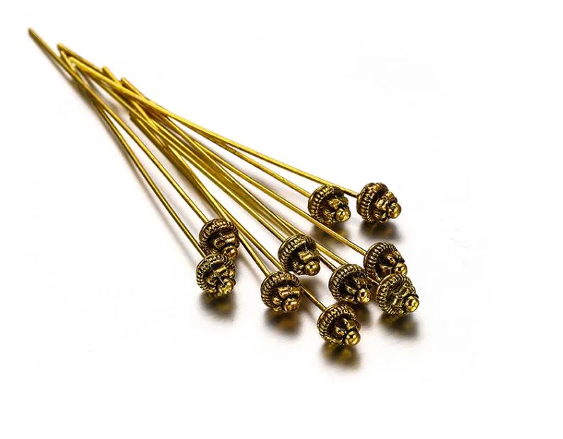 100 teile/los 50mm Metall Blume Ball Kopf Pins Nadeln Perlen Stecker Für DIY Ohrringe Schmuck, Die Entdeckungen Liefert Zubehör