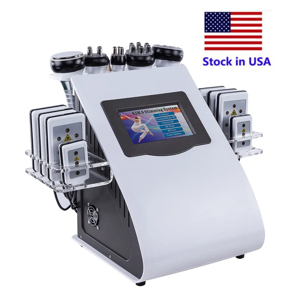 Stock in USA Weight Loss Slimming lipolaser Cavitation 6 in 1 RF Vacuum 40K Cavitation Body Sculpting Machine slimming machine