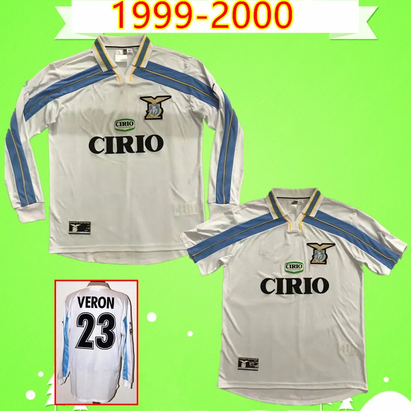 Z długim rękawem 1999 2000 Retro Lazio Soccer Koszulki # 13 Nesta Crespo Salas Mihajlovic Inzaghi Nedved Classic Vintage Koszule piłkarskie Włochy Pełna