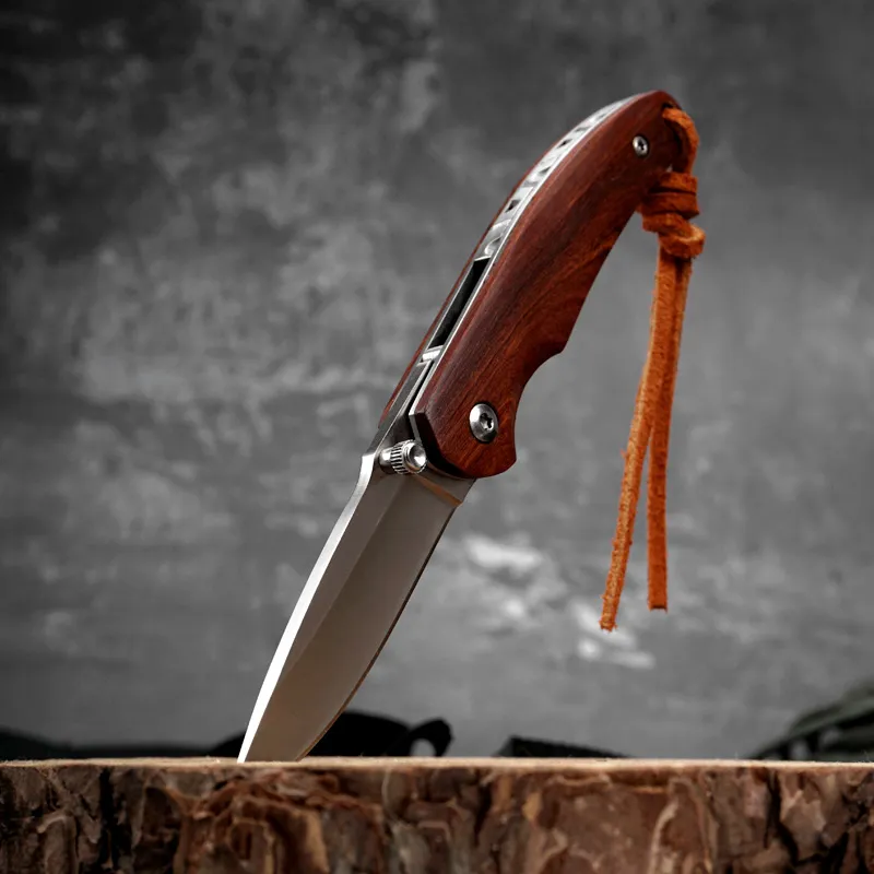 オリジナルのローズウッドハンドル折りたたみ式ナイフステンレススチール製の小さなポケットナイフ屋外キャンプハイキング狩猟救助生存率