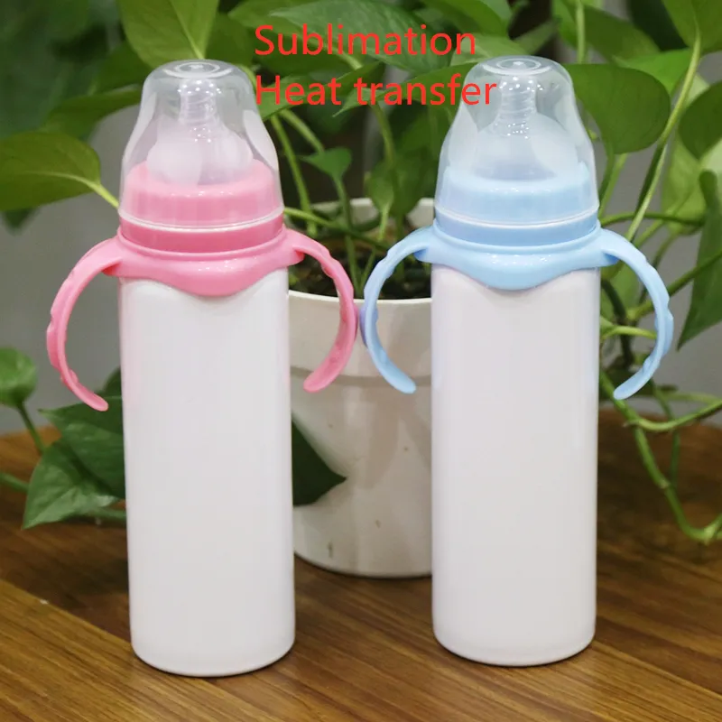 8oz sublimatietumblers spaties Diy Baby Bottle Sippy Cup Kinderfles dubbel ommuur roestvrij staal met deksel