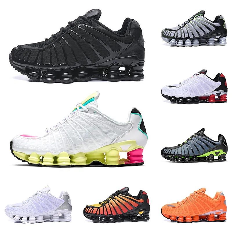 New nike shox TL t nis das mulheres dos homens formadores nascer do sol alaranjado total de triple pastel preto Amarelo bule foto corrida a p t nis