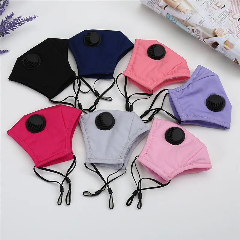 Washable Cotton Face Masks Dustproof Face Mask with Breathing Valve Woman PM2.5 Anti-fog Filter Protective Mask