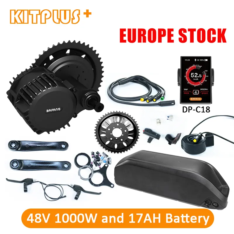 Pil 17AH Orta Drive ile Ebike Motorlu Bafang BBSHD BBS03 48V 1000W Elektrikli Bisiklet Dönüşüm Kiti