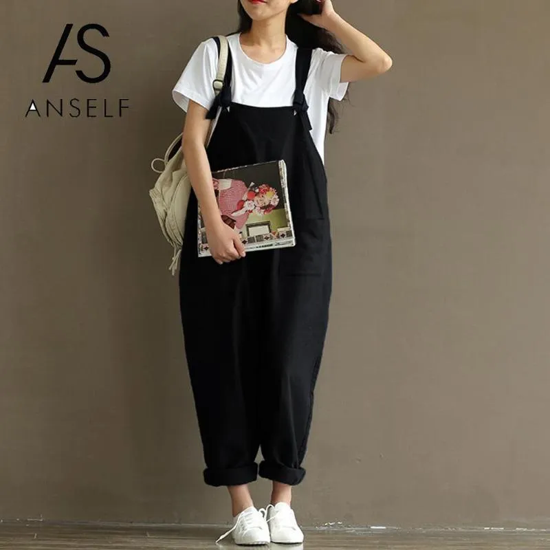 2020 Zomer Herfst Rompertjes Womens Jumpsuits Vintage Mouwloze Backless Casual Losse Overalls Strapless Paysuits Plus Size S-5XL