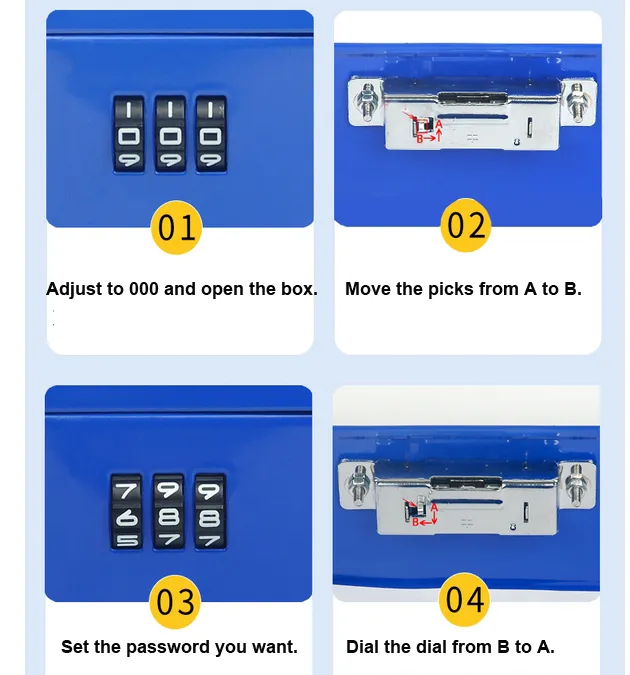 Bärbar säkerhetsförvaring Kontantbox Money Lower Key Lock / Lösenordslås Säker Lås Tiered Brick Security Metal Box 30 * 24 * 9cm