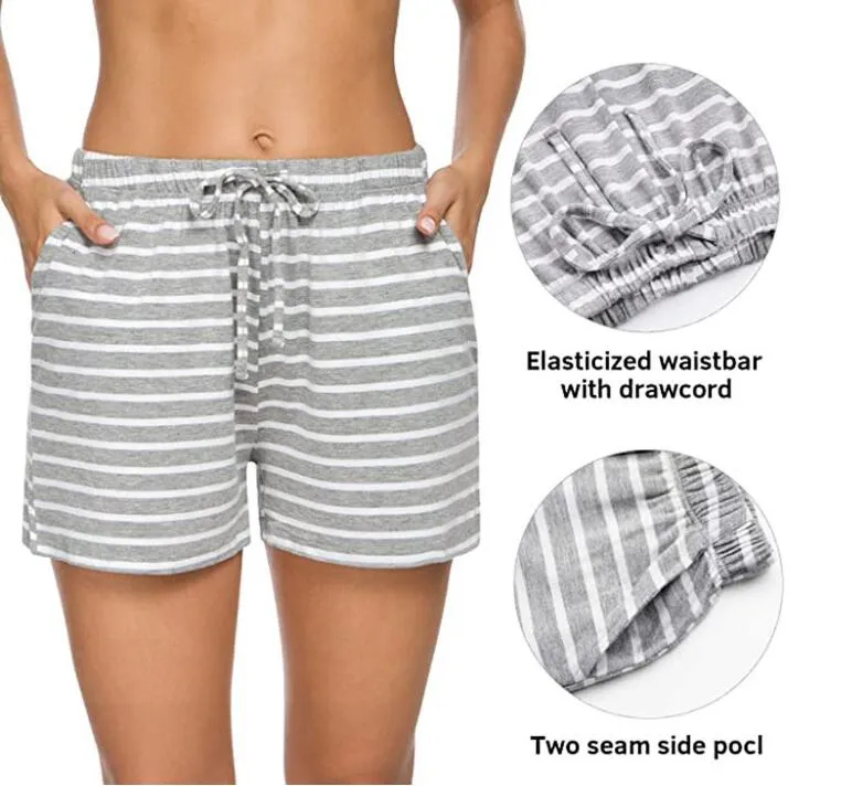 Nova Chegada Stripe Stripe Shorts Esportes Executando Lazer Yoga Treinamento Pijama Team Calças de Praia Elástica Cintura Calças Tamanho S-XL